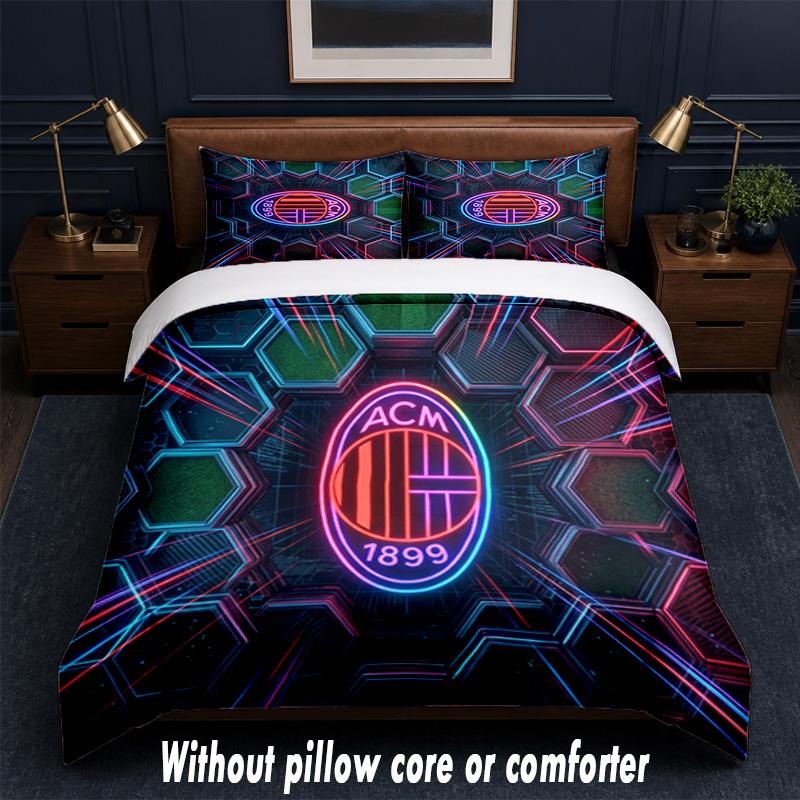 AC Milan Design Bed Bedding Set 1 Duvet Cover + 2 Pillowcases Soft Breathable Household Bed Linens