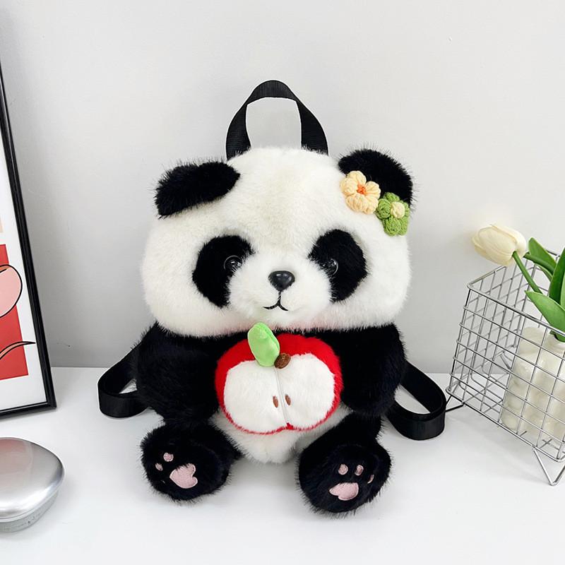 Мультяшный Милый Плюшевый Рюкзак Панда для Детей с Отделением для Хранения и Регулируемыми Лямками