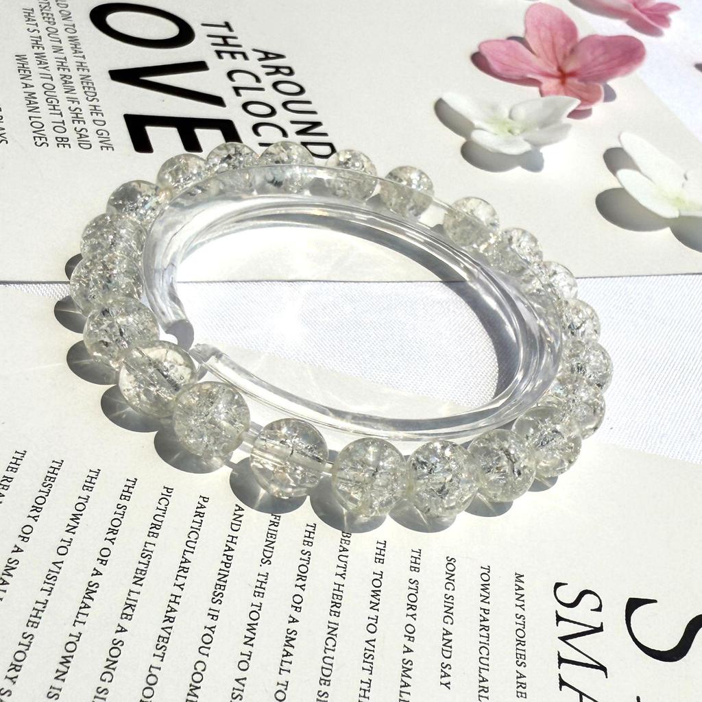 Двухцветный браслет-обертка из стеклянных бусин с эффектом кракелюра, 8 мм, для студентов