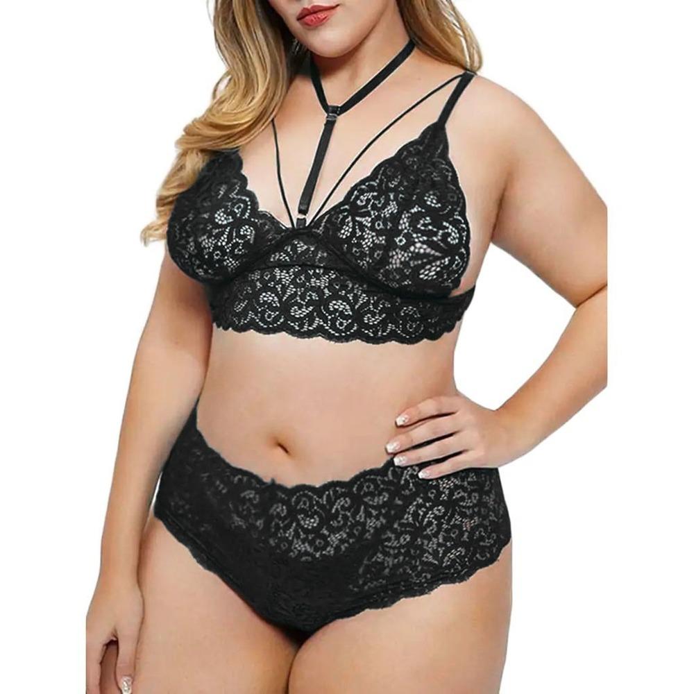 CHEST 5XL Split Lace Pattern Charm Temperament Fun Underwear Large Size Women Slimming Personality Elegant Hot Underwear Set