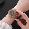Модные простые женские кварцевые часы с круглым циферблатом из имитации дерева
