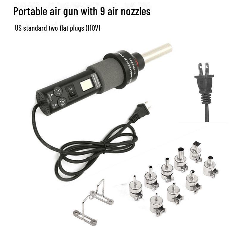 Gongjue GJ8018LCD Portable Hot Air Gun: 110V/220V, Digital Display, Temperature Control, 9-Piece Set