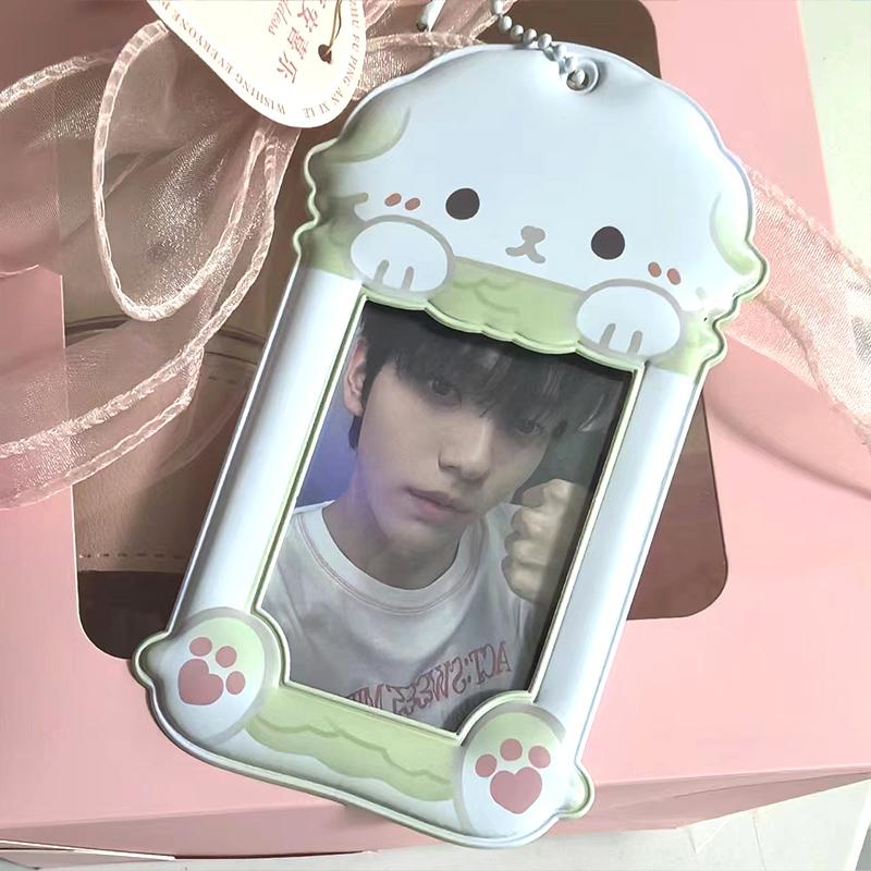Kpop Держатель для фотокарточек Папка-альбом Держатель для фотокарточек 3-дюймовая папка для айдолов Дисплей для фотокарточек Брелок Защитный чехол Фотоальбомы