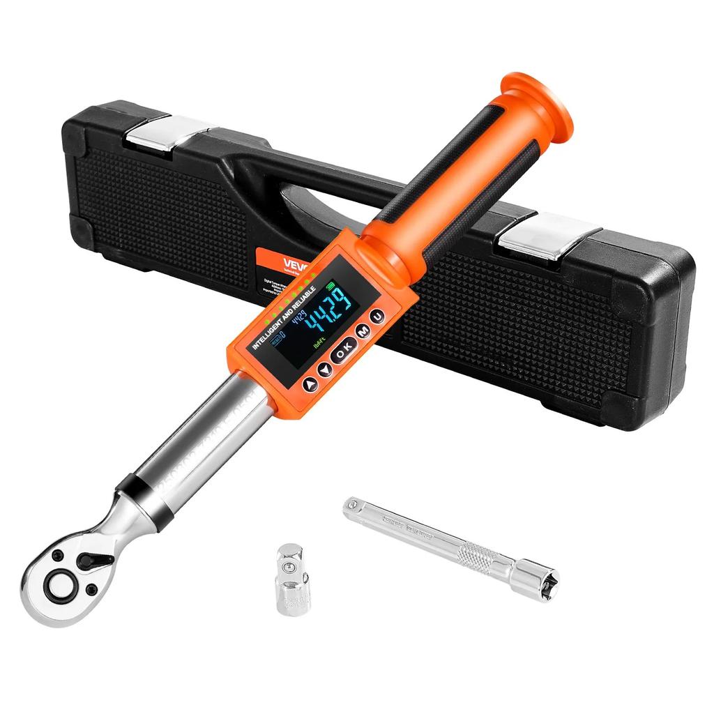 VEVOR Digital Torque Wrench, 3/8 Inch Drive, 0-99.57 lbf-ft / 0-135 N.m, 72-Tooth, ±2% High Accuracy Electronic Torque Wrench with Preset Value