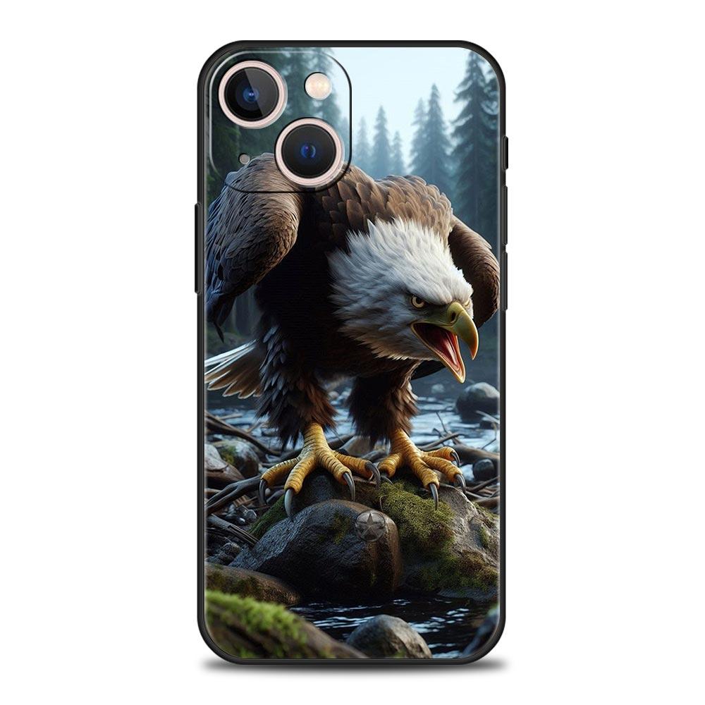 Чехол для телефона с орлом для iPhone 17 16 15 Pro Max 11 12 13 14 7 8 Plus SE 2020 X XR XS Мягкий черный