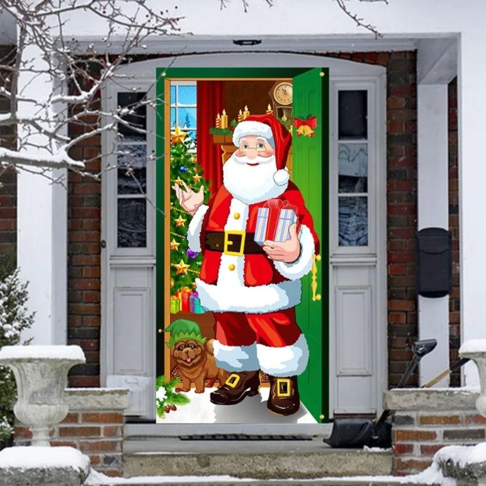 90x185cm Christmas Hanging Cloth Background Christmas Door Cover  Indoor and Outdoor