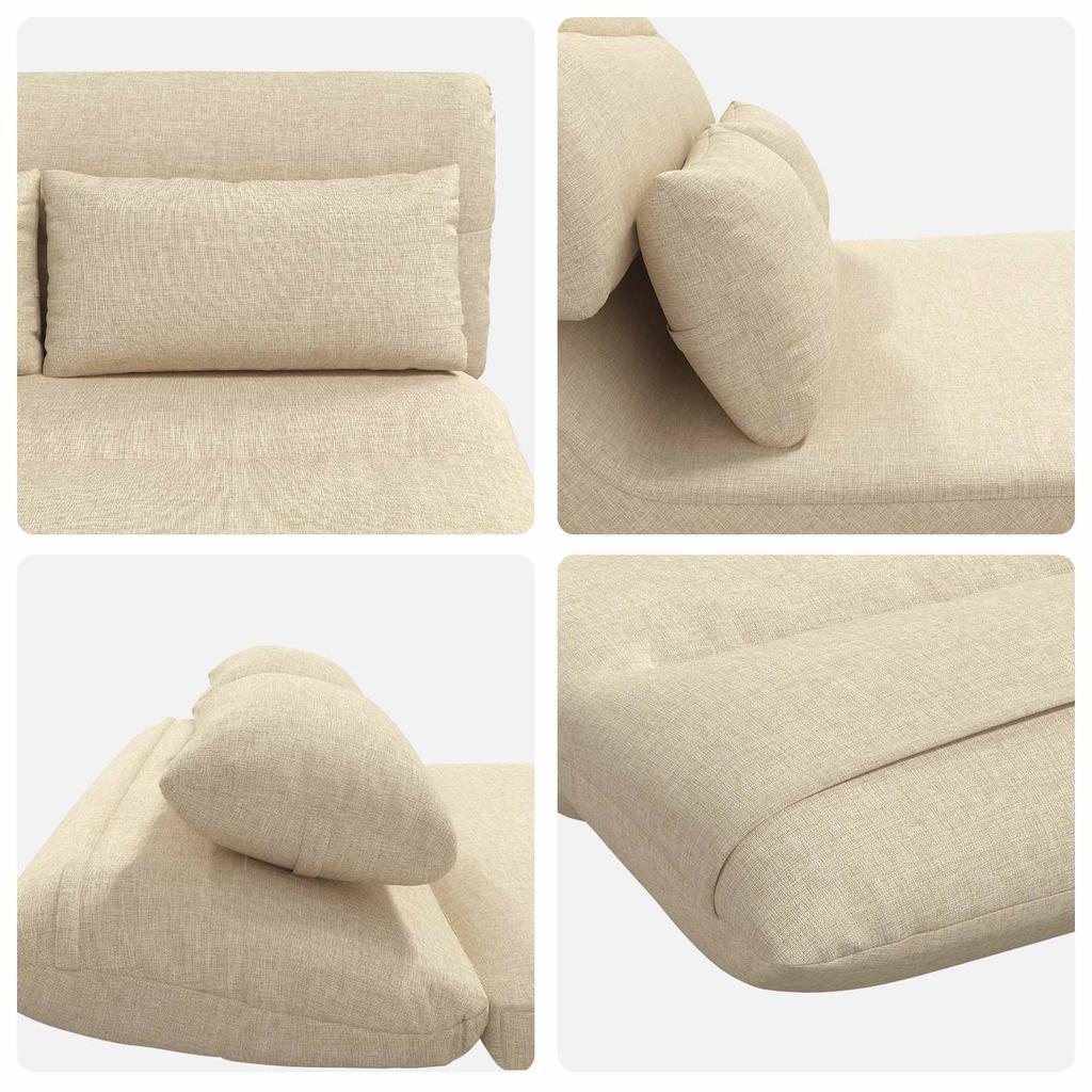Adjustable Floor Footrest Cream Fabric