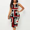 Женское платье Sling SummerBlock Splicing Print Dresses Tight Sleeveless Slim Fit Sexy Fashion Top Clothing