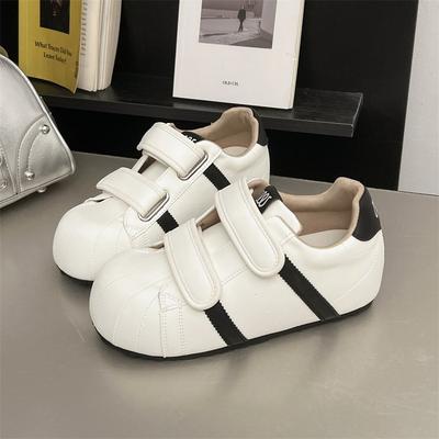 Версия из коровьей кожи~ Плоская подошва с внутренней высотой, обувь Форреста Гампа, большая голова, уродливые милые, хлебные повседневные туфли, женские спортивные туфли на липучке для моральной подготовки