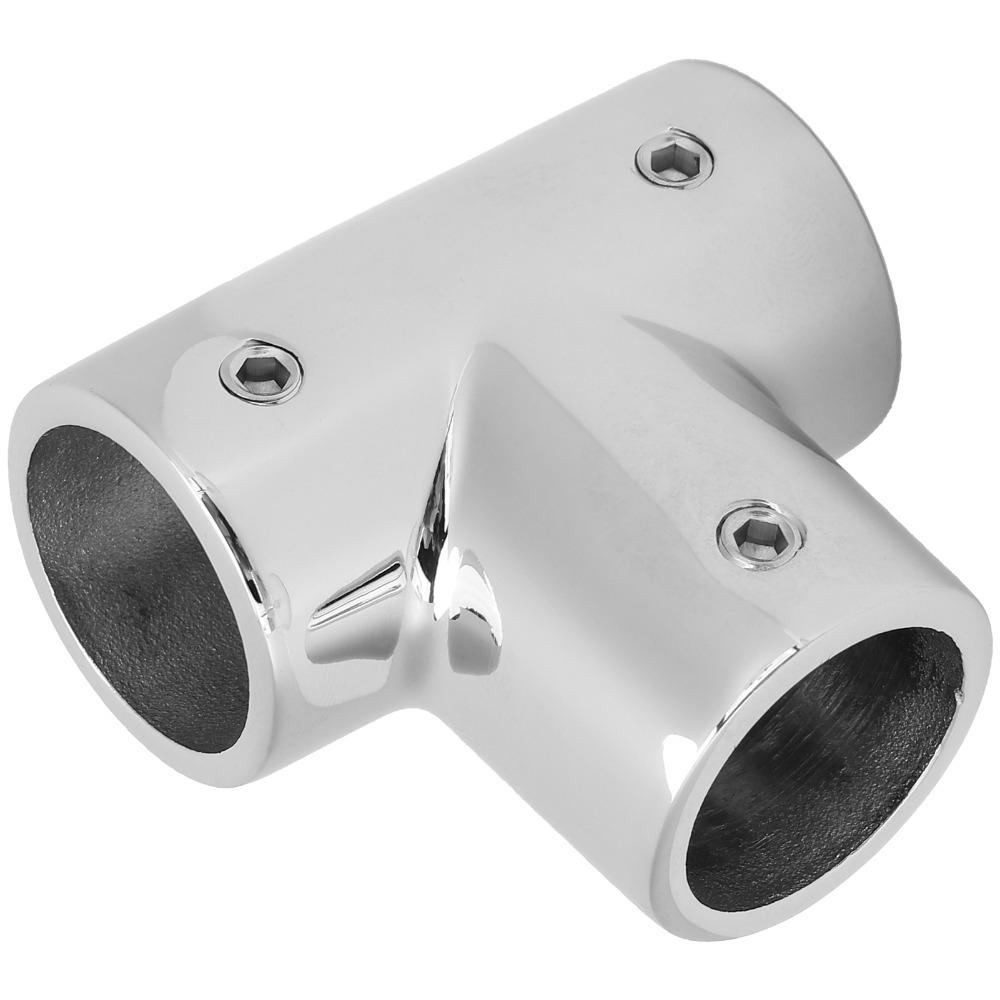 Polished Boat Handrail Tee Marine Pipe Connectors Marine Yacht Boat Deck Railing