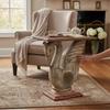 Handicrafted Swan Design Wooden Side Table | Carved Bird Accent Table with Textured Top | Artisan Furniture Piece, Coffee Table Art Decor