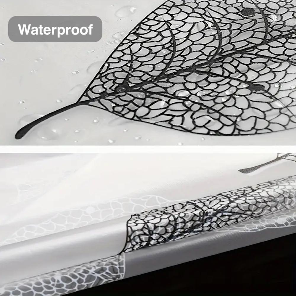 1pc Lightweight Shower Curtain Liner with Hooks, Plastic Leaf Waterproof Bathroom Curtain Liner, Bath Curtain for Bathtub Decor