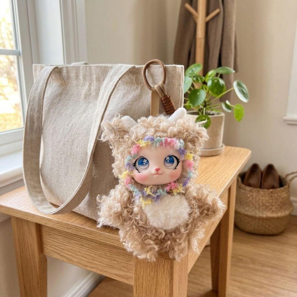 Sparkling Big Eyes Rabbit Plush Keychain Soft Vinyl Face Bunny Doll Pendant Backpack Decor