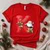 Christmas SantaAlphabet Letter Print T-shirt Short Sleeve Crew Neck Casual Top Kids Festive Holiday Women's Clothing Top
