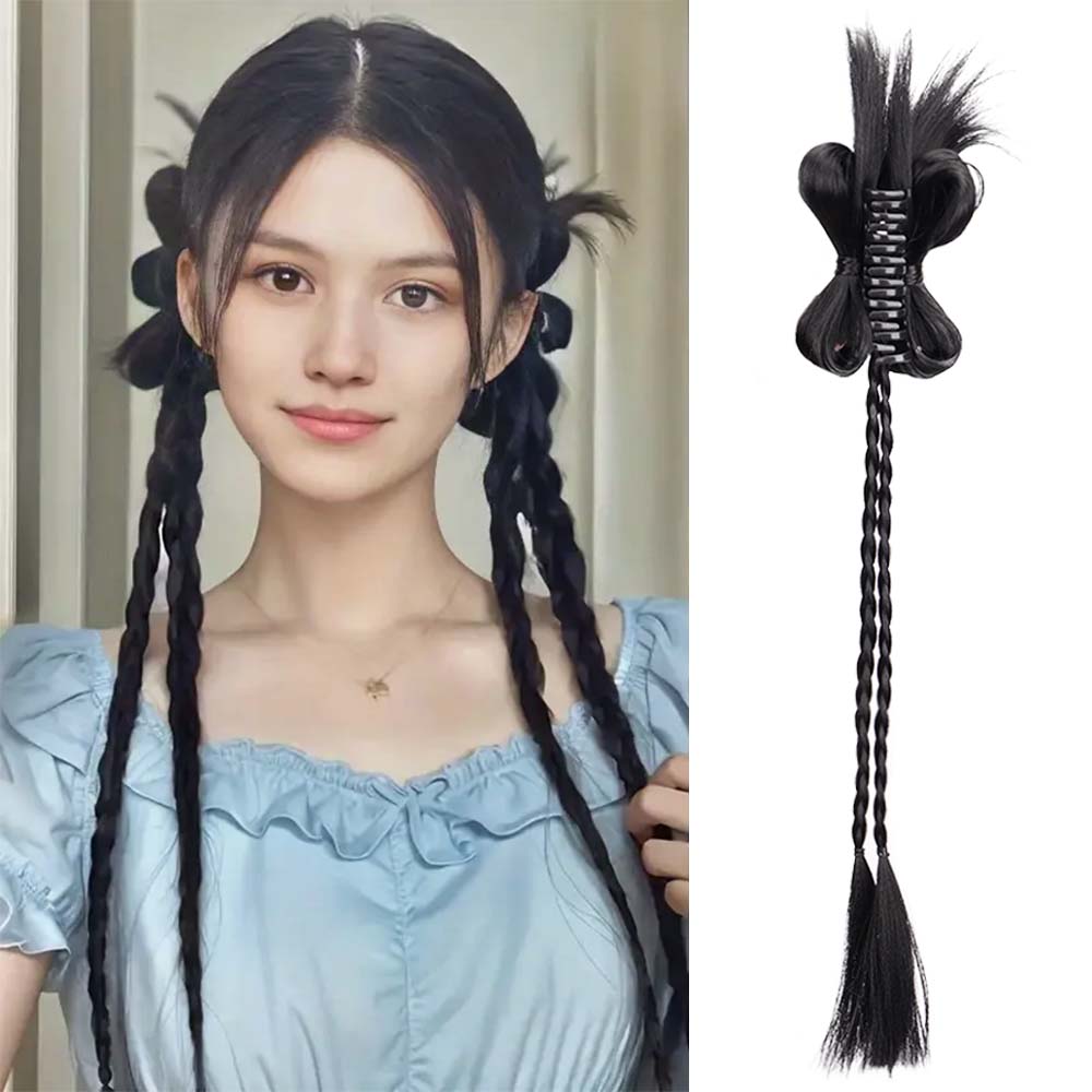 LISI HAIR 1 шт. синтетический длинный прямой конский хвостик-наращивание бабочка коготь в двух маленьких плетеных хвостиках аксессуары для волос для женщин