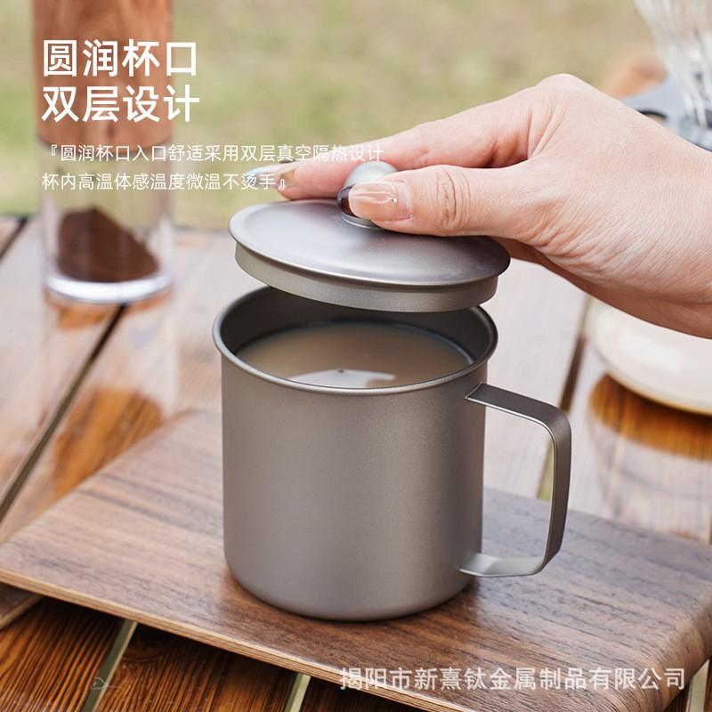 Titanium Camping Mug Foldable Handle Portable Outdoor Water Cup Hiking Coffee Tea Travel