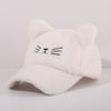 Adjustable Fleece Peaked Hat Embroidery Baseball Cap Cute Cat Ear Baseball Cap  Women Girls