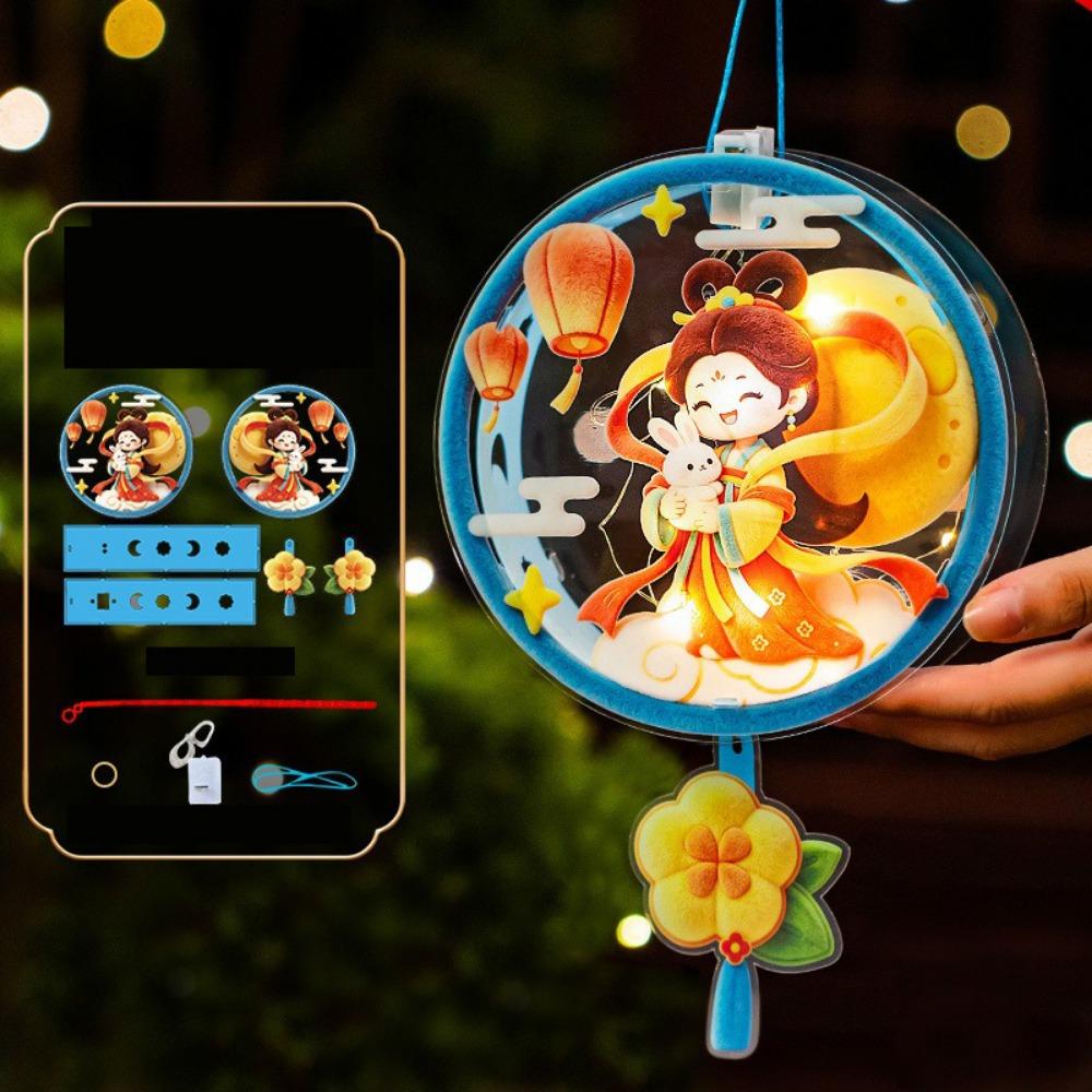 Cartoon Mid Autumn Lantern Glowing Handheld Rabbit Flower Lantern  for Festival Souvenir