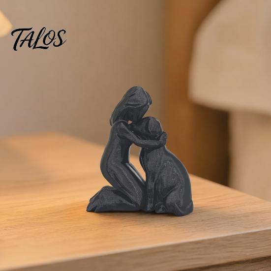Прочная 3D-печатная скульптура Девочка с собакой, Фигурка-украшение, Минималистичная статуэтка человека в приседе, Лечебный питомец и украшение, Подарок