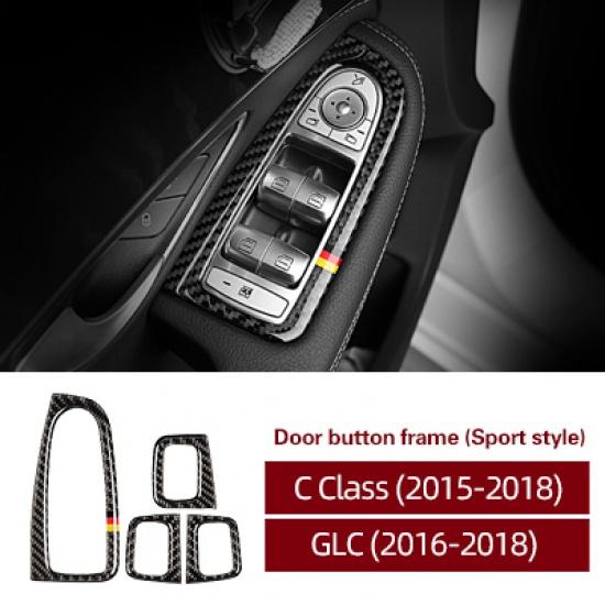 Углеродное волокно для Mercedes Benz W205 C Class GLC X253 Окно автомобиля Панель управления Отделка Кнопка Рамка Наклейки Интерьер