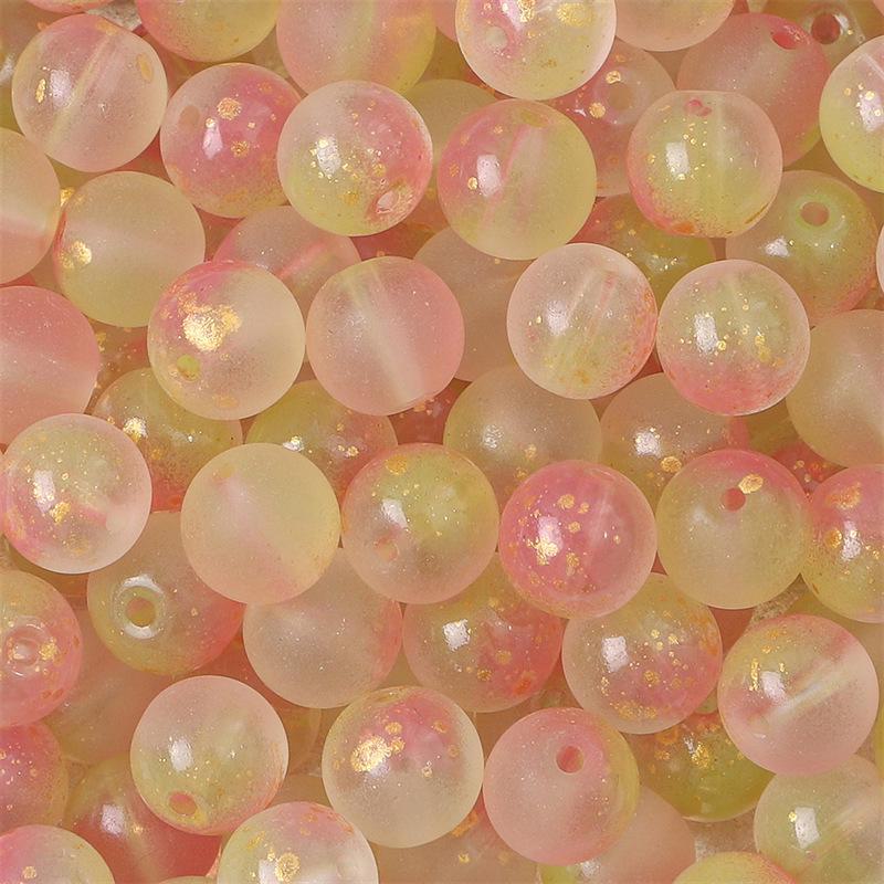 Комплект браслетов из бисера Summer Jelly Gold Glitter: Двойные стеклянные круглые бусины и полусахарные пузырчатые бусины