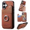 Flip Wallet with Card Holder RFID-blocking Phone Case for IPhone 16 E 16 15 14 Plus 13 12 11 Pro Max Ring Leather Bracket Cover