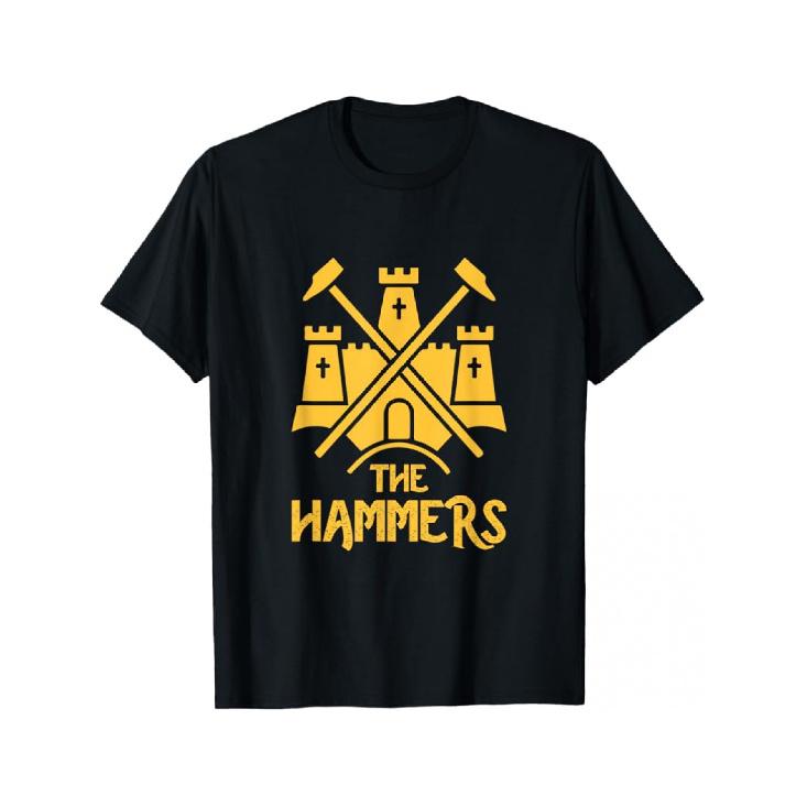 Men's FC The Hammers Official Logo T-Shirt - Iconic Hammer & Team Design with Golden Print, Black & Golden Merchandise, All-Season Comfort Regular