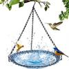 Heavy-Duty Outdoor Bird Bath Water Feeder with Rust-Proof Black Chains Hanging Bird Bath Hummingbird Feeder