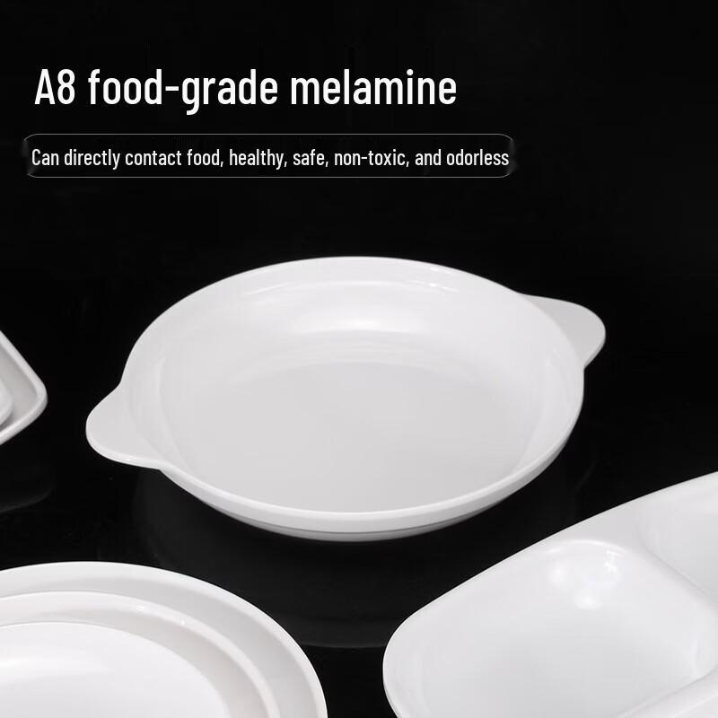 Jingyu 6-inch White Food Grade Melamine Flat Plates (2-Pack)