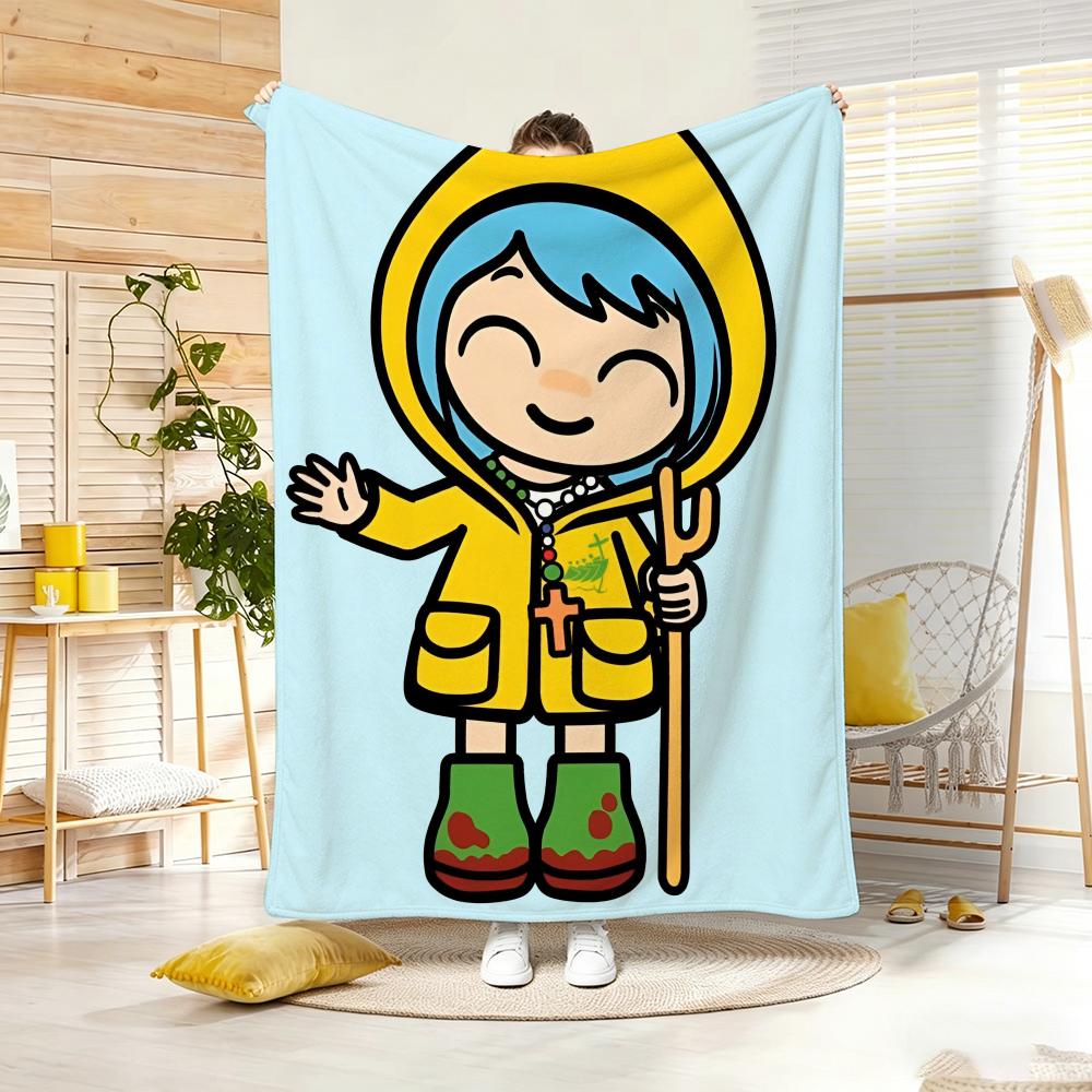 Cute Cartoon L-luce Throw Lightweight 240g Flannel Blanket Soft Skin-friendly for Summer Cooling