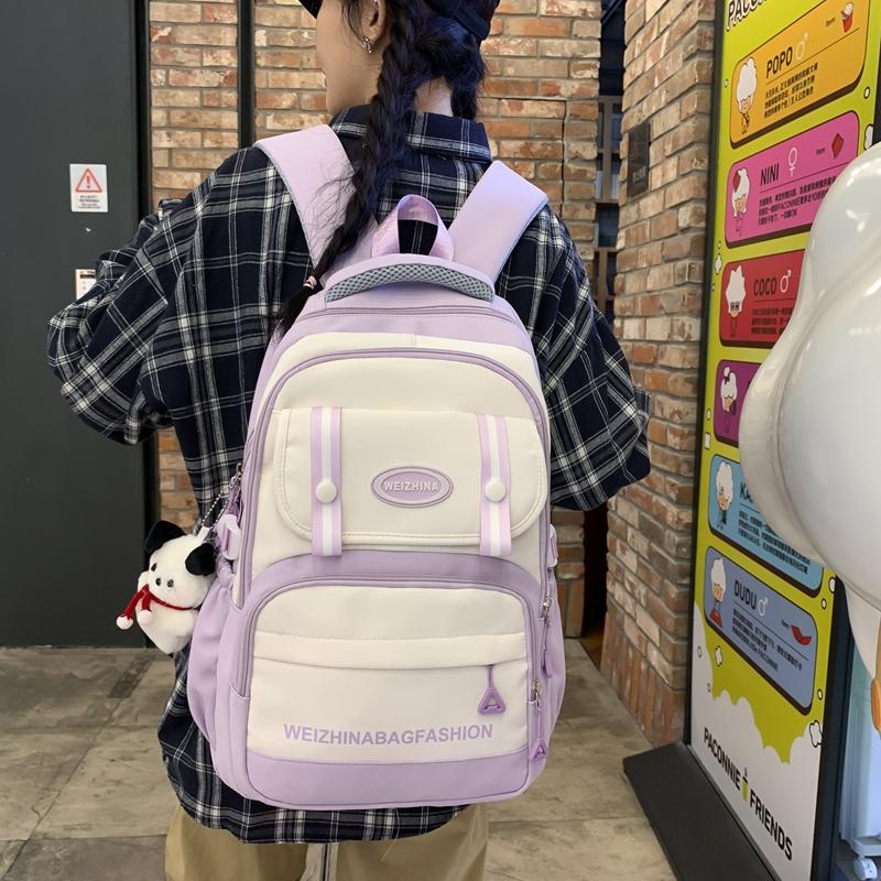 Студенческая школьная сумка, женский однотонный рюкзак для кампуса, рюкзак большой емкости