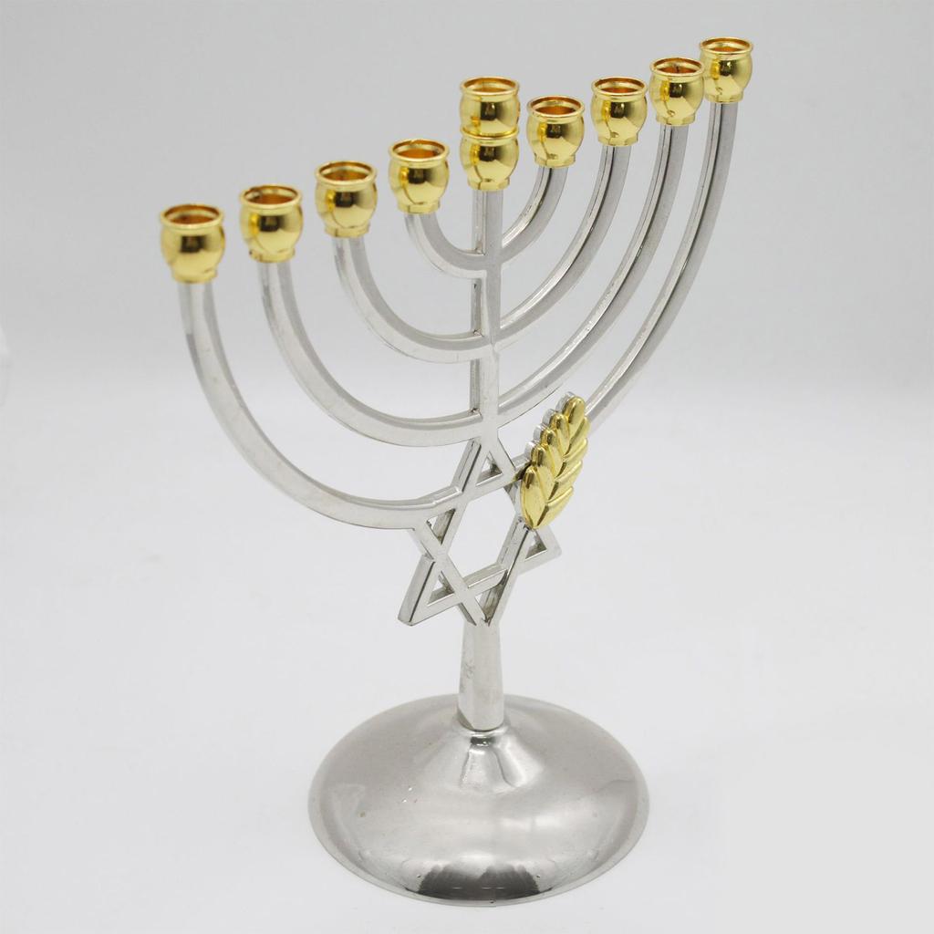 Ханука Менора 9 Подсвечник Подставка для свечей Канделябры Винтажный цинковый сплав Гальванизированный Подставка для свечей Декор