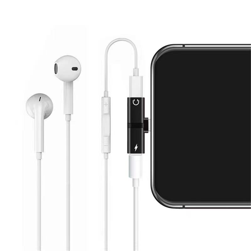 Аудио адаптер с двойной подсветкой для iPhone X XS 11 12 13 14 7 8 Jack для зарядки наушников Разветвитель 2 в 1 для IOS 13 14 15 16 17 18 конвертер