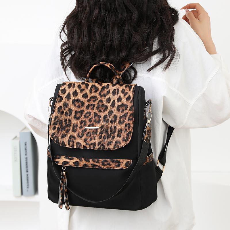 Рюкзак большой вместимости, женская сумка двойного назначения через плечо с леопардовым принтом, школьный рюкзак для школьников