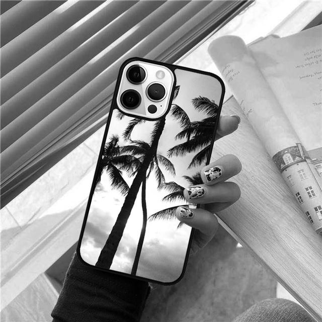Чехол-накладка с рисунком тропических пальмовых листьев для iPhone 17 Air 15 16 Pro Max 14 13 12 11 Pro Max Plus Coque