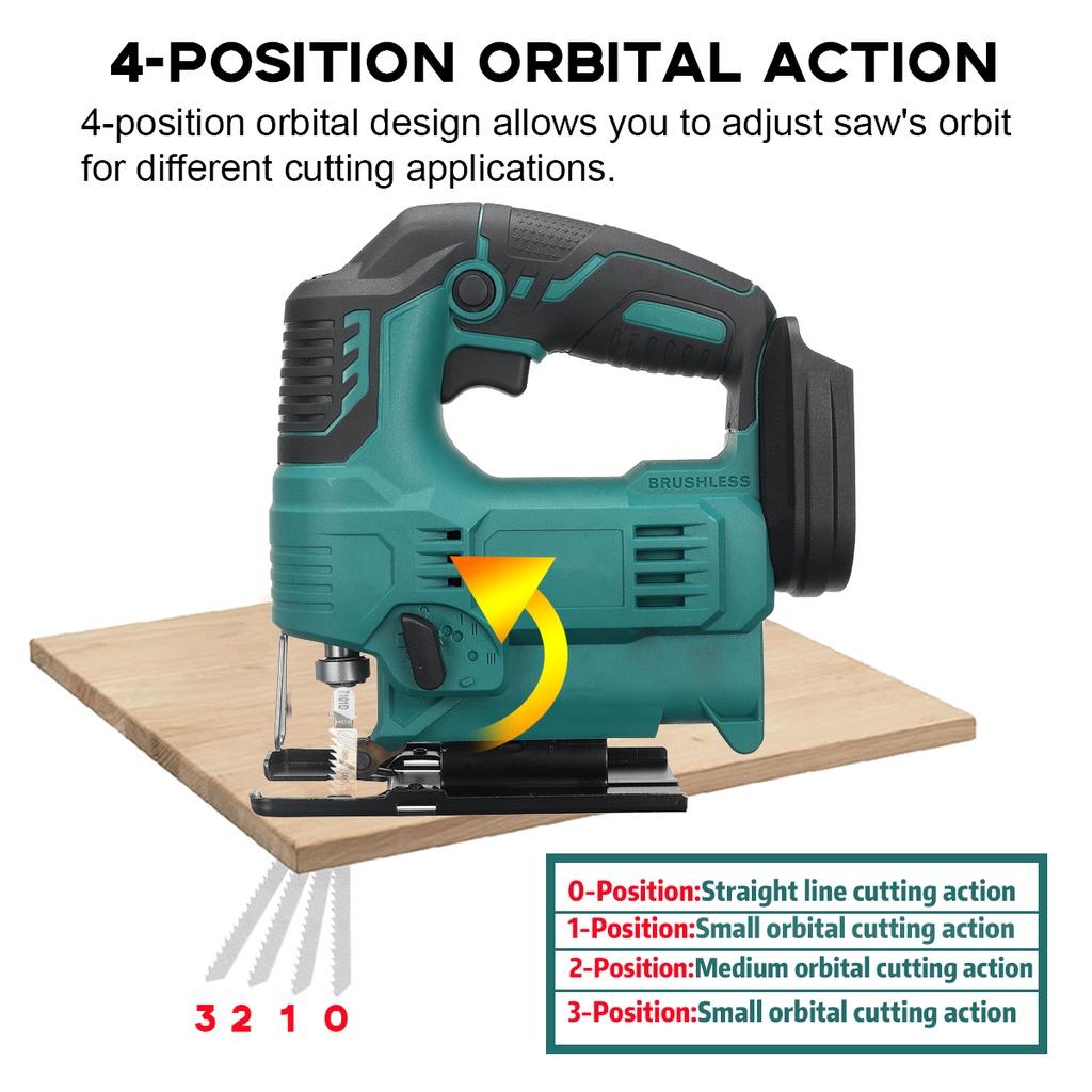 65 мм, 2900 об/мин, 18 В, бесщеточный электрический лобзик, регулируемый деревообрабатывающий электроинструмент для батареи 18 В