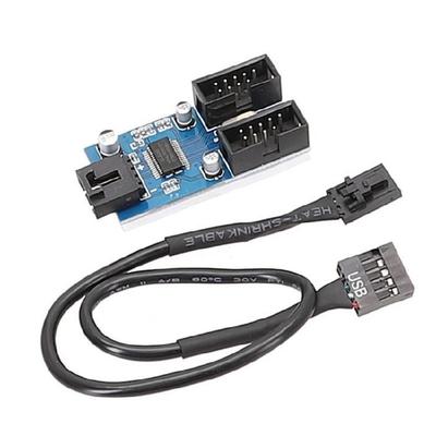 Кабель-адаптер USB2.0 9-контактный разъем на два 9-контактных разъема-мамы для умножения внутренних портов материнских плат