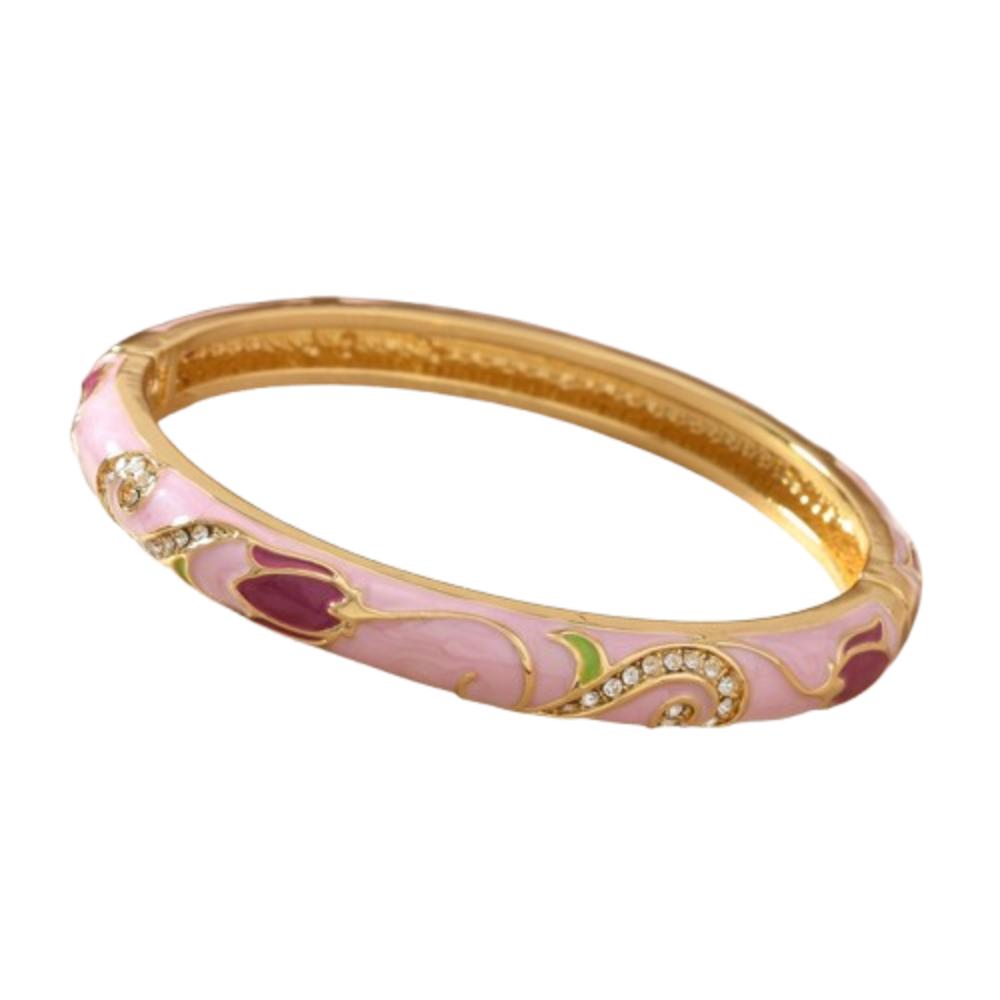 Chinese Style Vintage Cloisonne Bangle Enamel Women's Hand Bracelet Hollow Out Flower Bangle Girls