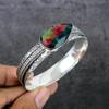 Natural Mystic Topaz Gemstone 925 Sterling Silver Cuff Bangle Adjustable m6A31
