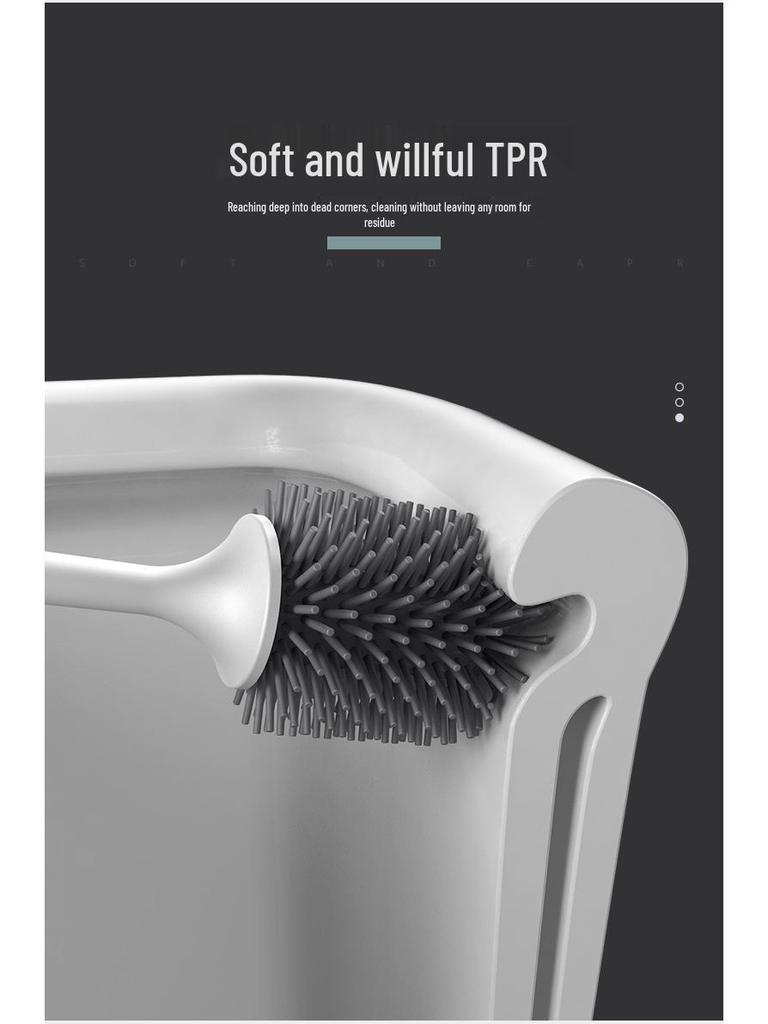 Wall-Mounted Soft Bristle Toilet Brush with Long Handle for Dead Corner Cleaning