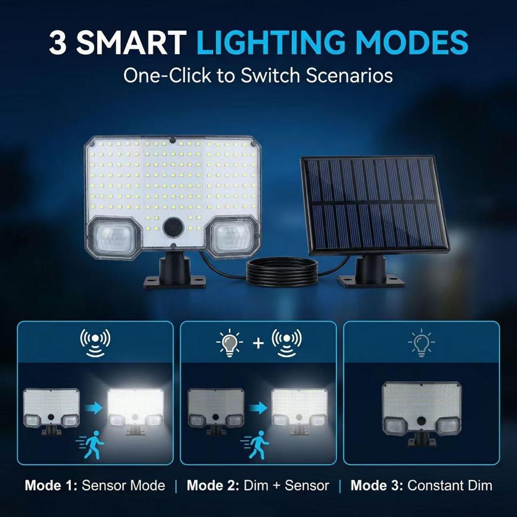 Solar Motion Sensor Wall Lamp for Outdoor Garage and Courtyard