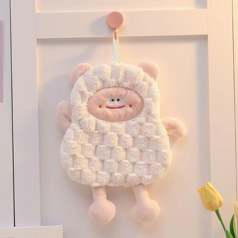 Cute Monster Cartoon Double Layer Thickened Coral Velvet Embroidery Children's Bathroom Hand Towel Washcloth