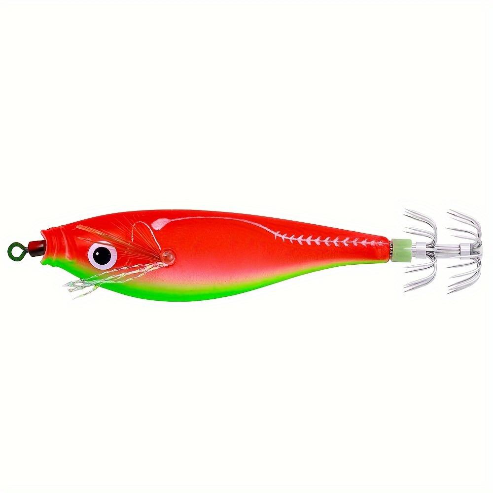 1Pcs Luminous Squid Jig 3.74in (9.5cm) 10g, Multi-Color PVC Fishing Lure Sharp Hooks Lines Sea Fishing Bait Squid Fishing Lures