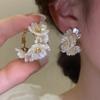 Горячая Распродажа Сезона Корейские Серьги-Лепестки с Жемчугом Элегантная Индивидуальность Большая Атмосфера В Форме Сердца Изысканный Ушной Циркон...