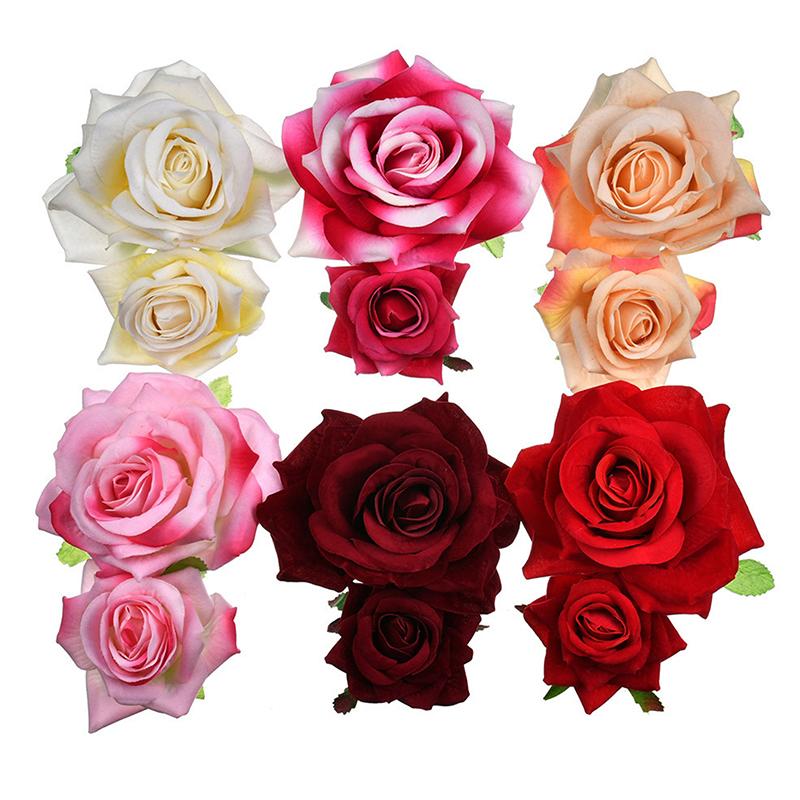 Rose Flower Hair Clip Women Seaside Party Hairgrip Bridal Hairpin Headwear Solid Color Headwear