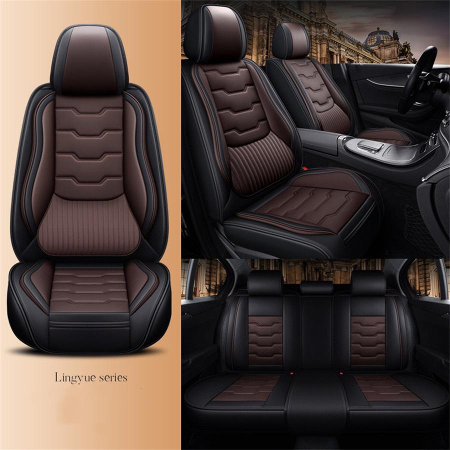 6D Stereo PU Leather Car Cushion Seat Covers Car-styling Full Surrounded Front+rear Cushion 5-Seats For all Seasons...