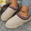 Woman Snow Boots for Warm Suede Leather Boots Autumn Winter Slip On Platform Boats Close Toe Hair Half Slipper Cotton Shoes