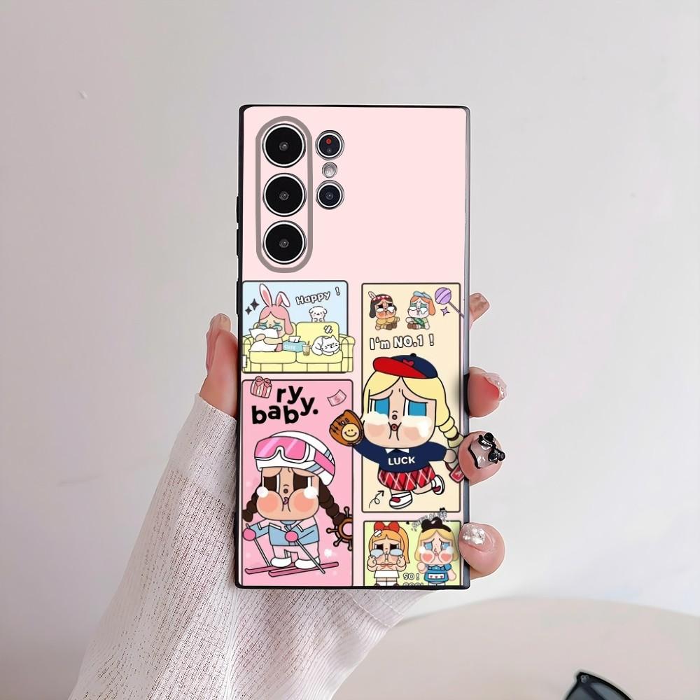 Милый Чехол-Телефон с Куклой C-Crybaby для Samsung Galaxy S25 S24 S22 S23 Ultra S21 S20 Plus 5G Матовый Нескользящий Полностью Закрывающий Мягкий Чехол