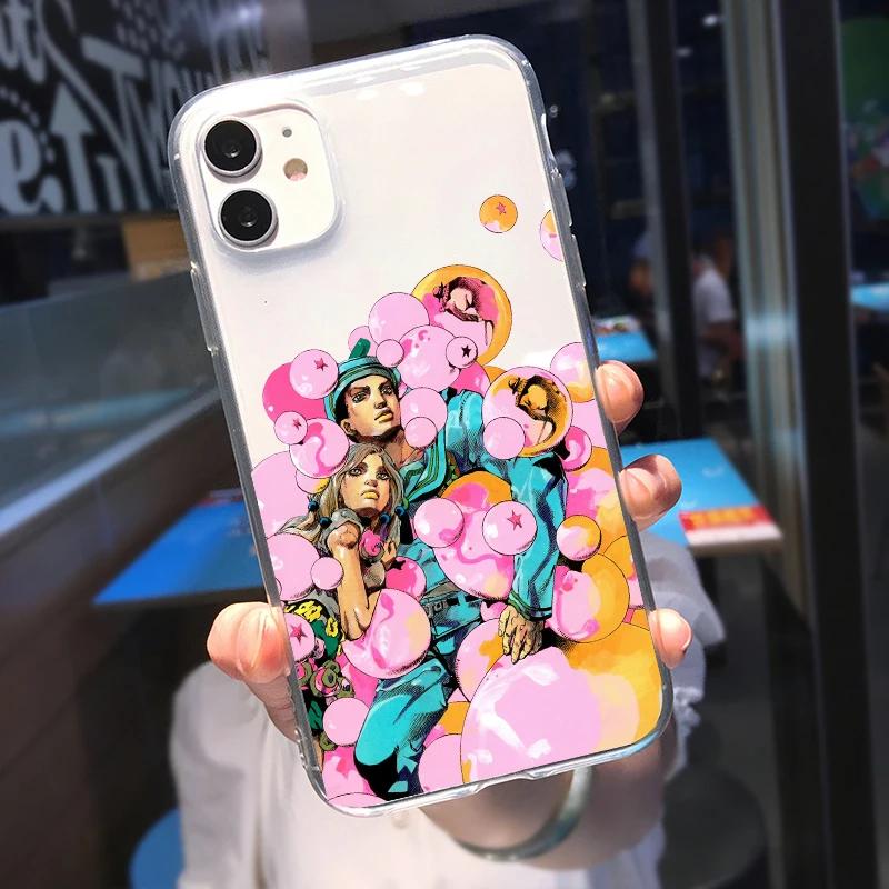JAMULAR Чехол для телефона JoJo's Bizarre Adventure Прозрачный для iPhone 13 11 14 15 Pro 12 X XS MAX XR SE2 7 Plus Аниме Мягкий Чехол Coque