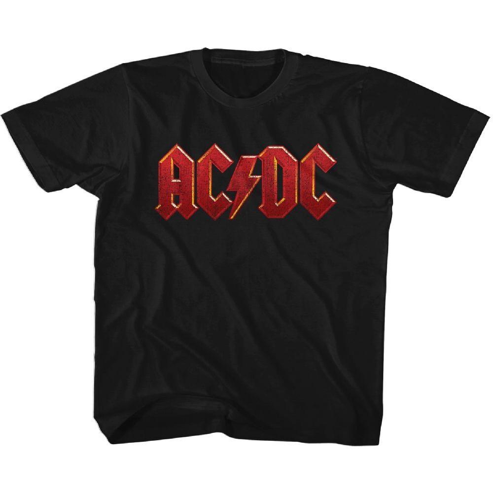 Детская футболка AC/DC Логотип Красный Потертый Черный Рок-н-ролл Музыкальная группа Футболка Унисекс